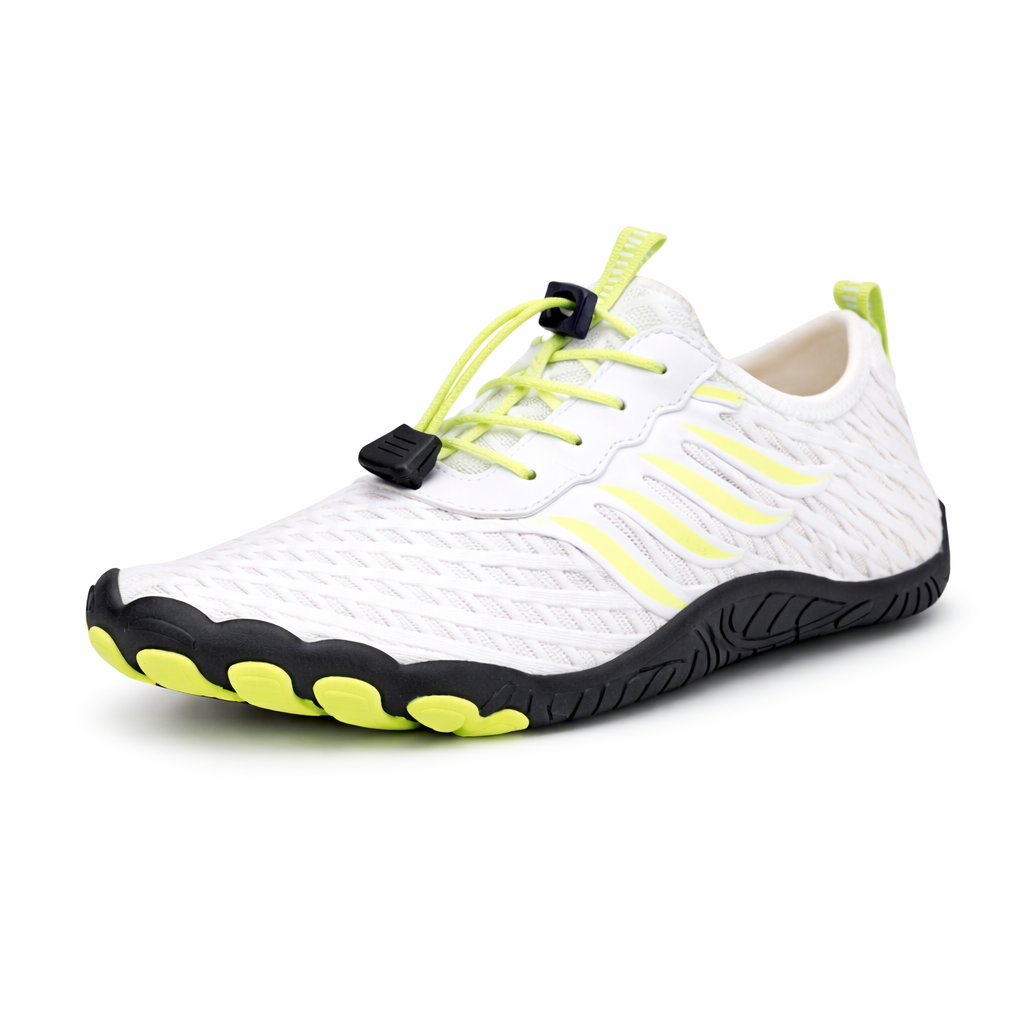 Chaussure_aquatique_blanche_et_jaune_profil_face