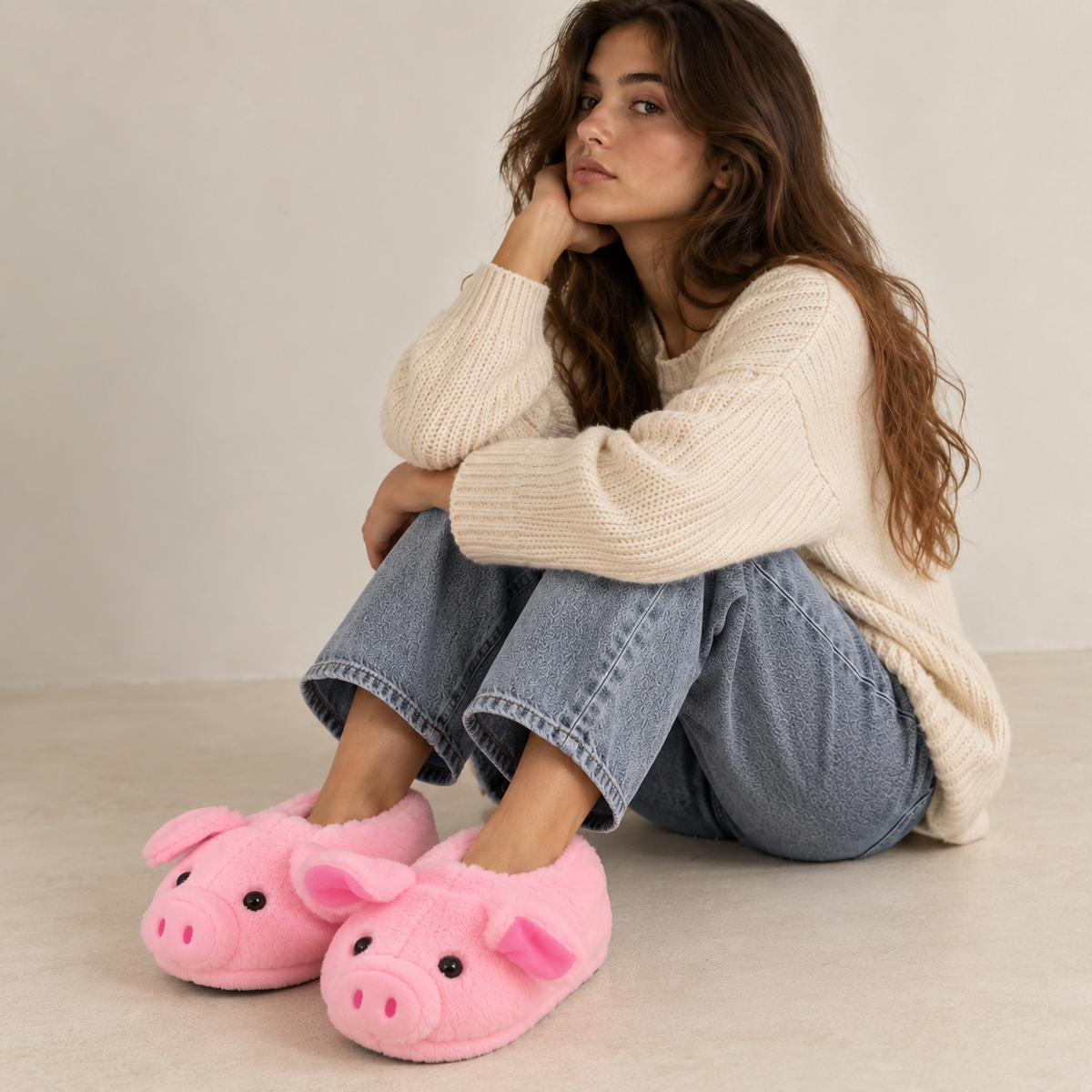 Portrait_minimaliste_avec_chaussons_cochons_roses